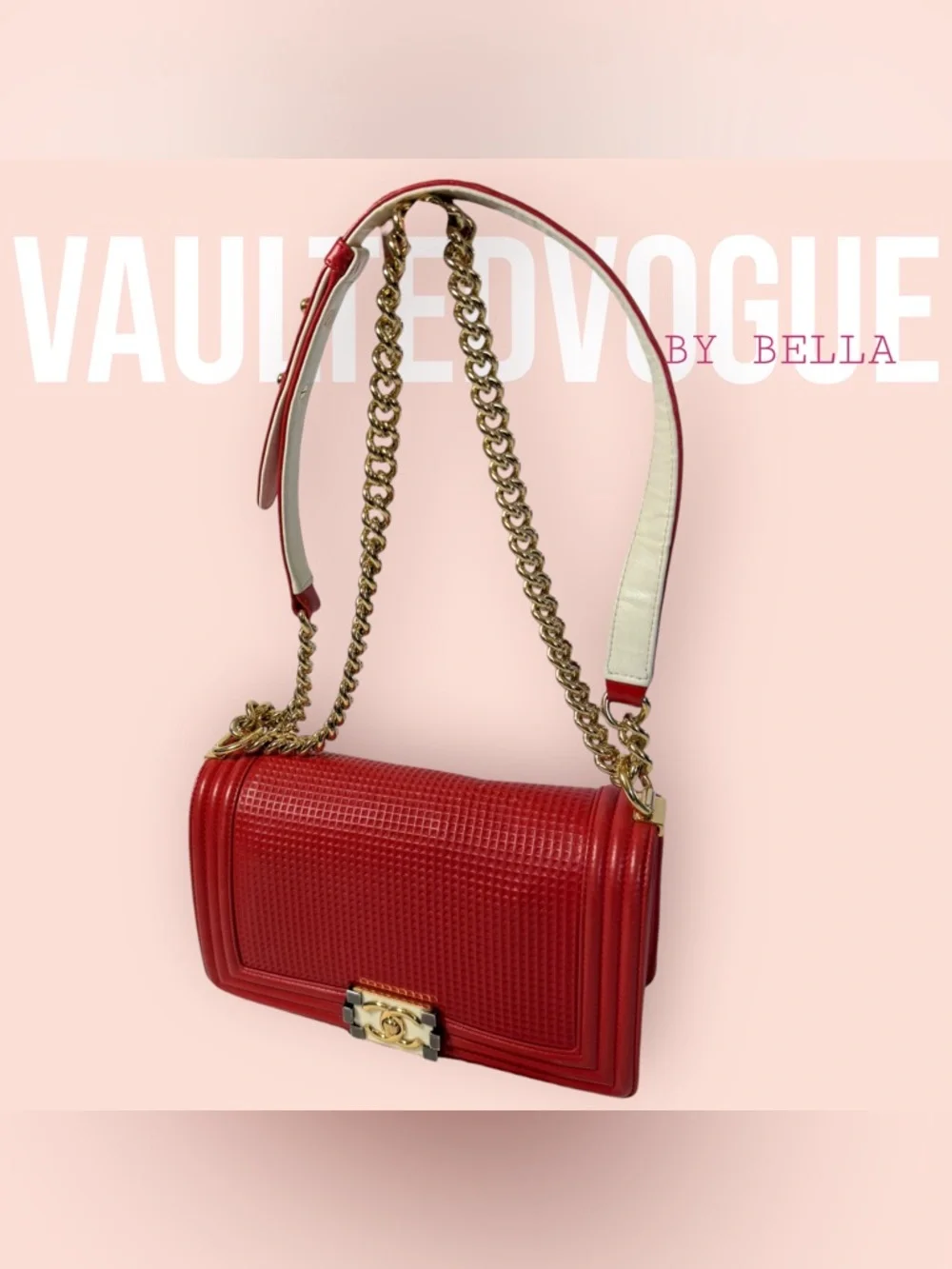 ‼️NOW AVAILABLE‼️ CHANEL Red Quilted Leather Shoulder Boy Bag with Gold Hardware